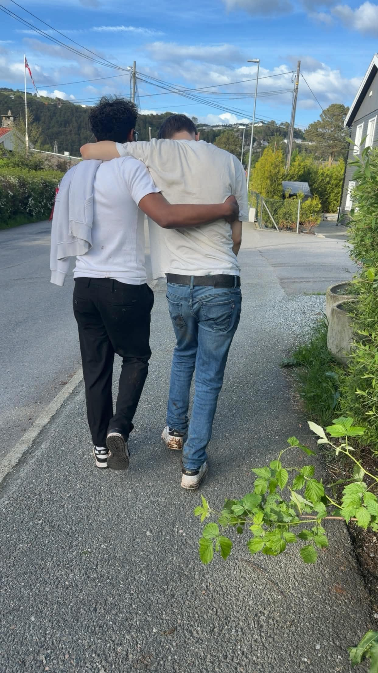 Two friends walking together